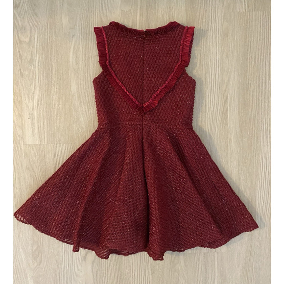 David Charles Black Label Red Sparkle Tweed Party Dress Size 12 Formal Christmas - Picture 2 of 11